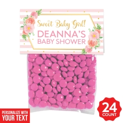 Floral Baby Personalized Treat Bags & Tags - 24pk
