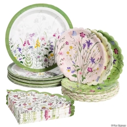 Floral Party Disposable Tableware Set for 24 Guests