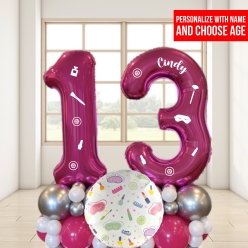 *Spa Party 6 Ft 2 Digit Airfill Personalized Balloon Column