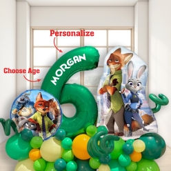 Zootopia Personalized Name & Age Balloon Stack