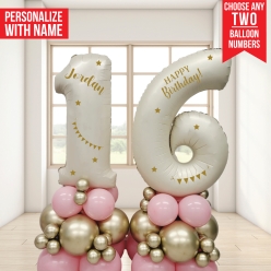 *Two Digit PERSONALIZED Pink & Gold Airfill Balloon Column Kit