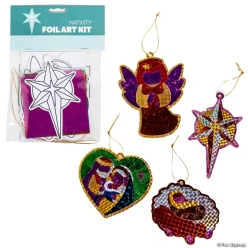 Simply Blessing Foil Art Christmas Ornament Craft Kit-8Pk