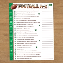 Football A-Z Game Sheet