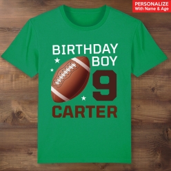 Football Personalized Name & Age Green T-shirt