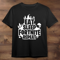 Fortnite Eat Sleep Repeat Black T-shirt- Choose Size