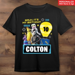 Fortnite Characters Birthday Personalized Black T-shirt