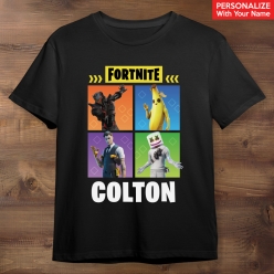 Fortnite Characters Personalized Black T-shirt