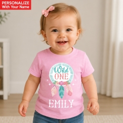 Free Spirit Wild One Personalized Light Pink T-shirt
