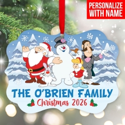 Frosty the Snowman Personalized Family Wood Ornament
