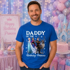 Frozen Daddy of the Birthday Princess Blue T-shirt
