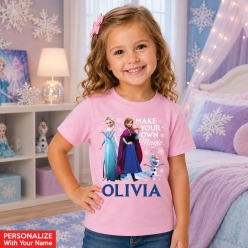 Frozen Personalized Name Light Pink T-shirt