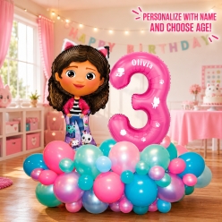 Gabby's Dollhouse 6 FT Airfill Personalized Balloon Column Kit