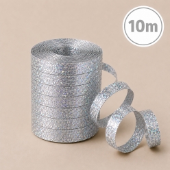 Glitterig Silver Curling Ribbon - 10M
