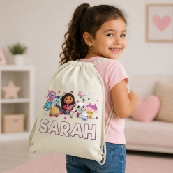 Gabby's Dollhouse Personalized Drawstring Backpack