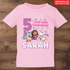 55% OFF: Gabby's Dollhouse Personalized Name & Age Pink T-shirt