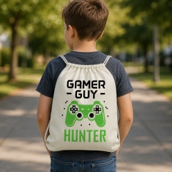 Gamer Guy Personalized Drawstring Backpack