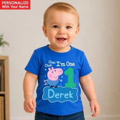 George 1st Birthday Personalized Blue T-shirt- Choose Size