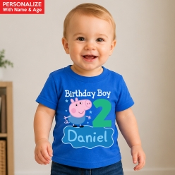 George Birthday Personalized Blue T-shirt- Choose Size