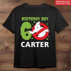 Ghostbusters Birthday Boy Personalized Black Tshirt