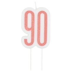 Rose Gold Glitz 90th Cake Candle