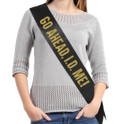 65% OFF: ID Me 19th Birthday Black Satin Sash w/ Gold