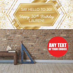 30th Bday Gold Metallic PERSONALIZED Giant Vinyl Keepsake Banner
