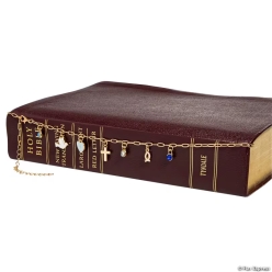 Goldtone Religious Bible Charm Chains-3Pk with Card