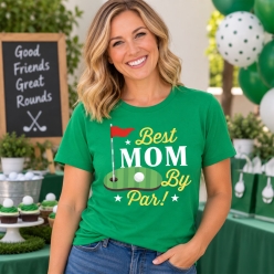 Family Best Mom By Par Green T-shirt