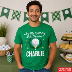 Golf Birthday Personalized Name Green T-shirt