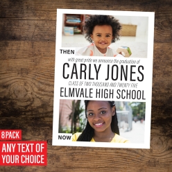 Grad 2025 Then & Now Announcement PHOTO Cards - 8 Pk