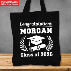 Grad XL Personalized Name Black Tote