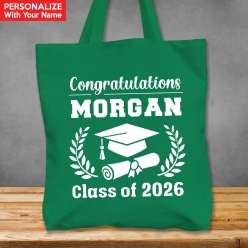Grad XL Personalized Name Green Tote