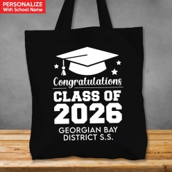 Grad XL Personalized School Name Black Tote