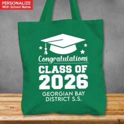 Grad XL Personalized School Name Green Tote