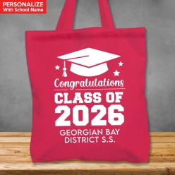 Grad XL Personalized School Name Pink Tote