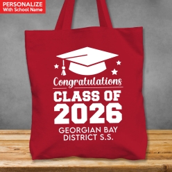Grad XL Personalized School Name Red Tote