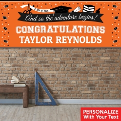 Graduation Orange PERSONALIZED Giant Vinyl Keepsake Banner