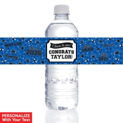 Grad Blue PERSONALIZED VINYL Bottle Labels - 10 PK