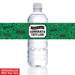 Grad Green PERSONALIZED VINYL Bottle Labels - 10 PK