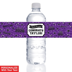Grad Purple PERSONALIZED VINYL Bottle Labels - 10 PK