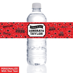 Grad Red PERSONALIZED VINYL Bottle Labels - 10 PK