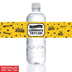 Grad Yellow PERSONALIZED VINYL Bottle Labels - 10 PK