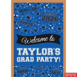 Graduation Blue PERSONALIZED Giant Vinyl Keepsake Door Sign