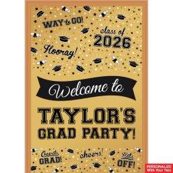 Graduation Gold PERSONALIZED Giant Vinyl Keepsake Door Sign