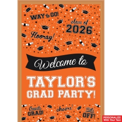 Graduation Orange PERSONALIZED Giant Vinyl Keepsake Door Sign