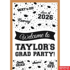 Graduation White PERSONALIZED Giant Vinyl Keepsake Door Sign
