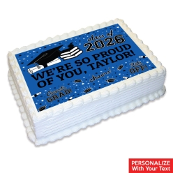 Blue Grad 2026 Personalized Edible Icing