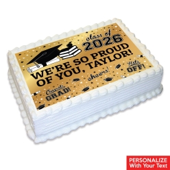 Gold Grad 2026 Personalized Edible Icing