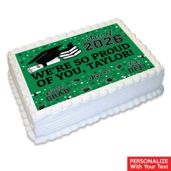 Green Grad 2026 Personalized Edible Icing