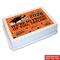 Orange Grad 2026 Personalized Edible Icing
